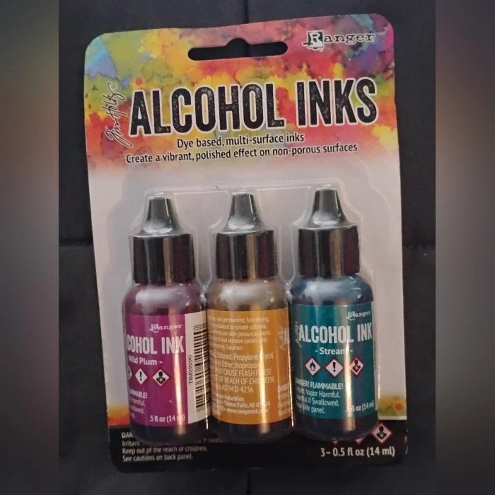 Alcohol Inks Set - Wild Plum, Butterscotch, Stream - Picture 1 of 2